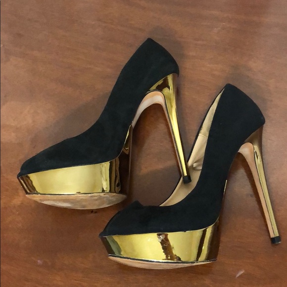 Zara peep toe pump with metallic platform - Picture 3 of 8